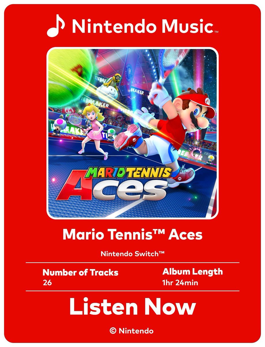 Nintendo has announced that Motoi Sakuraba's soundtrack to Mario Tennis Aces is now on the Nintendo Music app! We hope you enjoy the music, perhaps for your own workout, and of course, Sakuraba-san would love to work on your next sports or party game! x.com/NintendoAmeric…