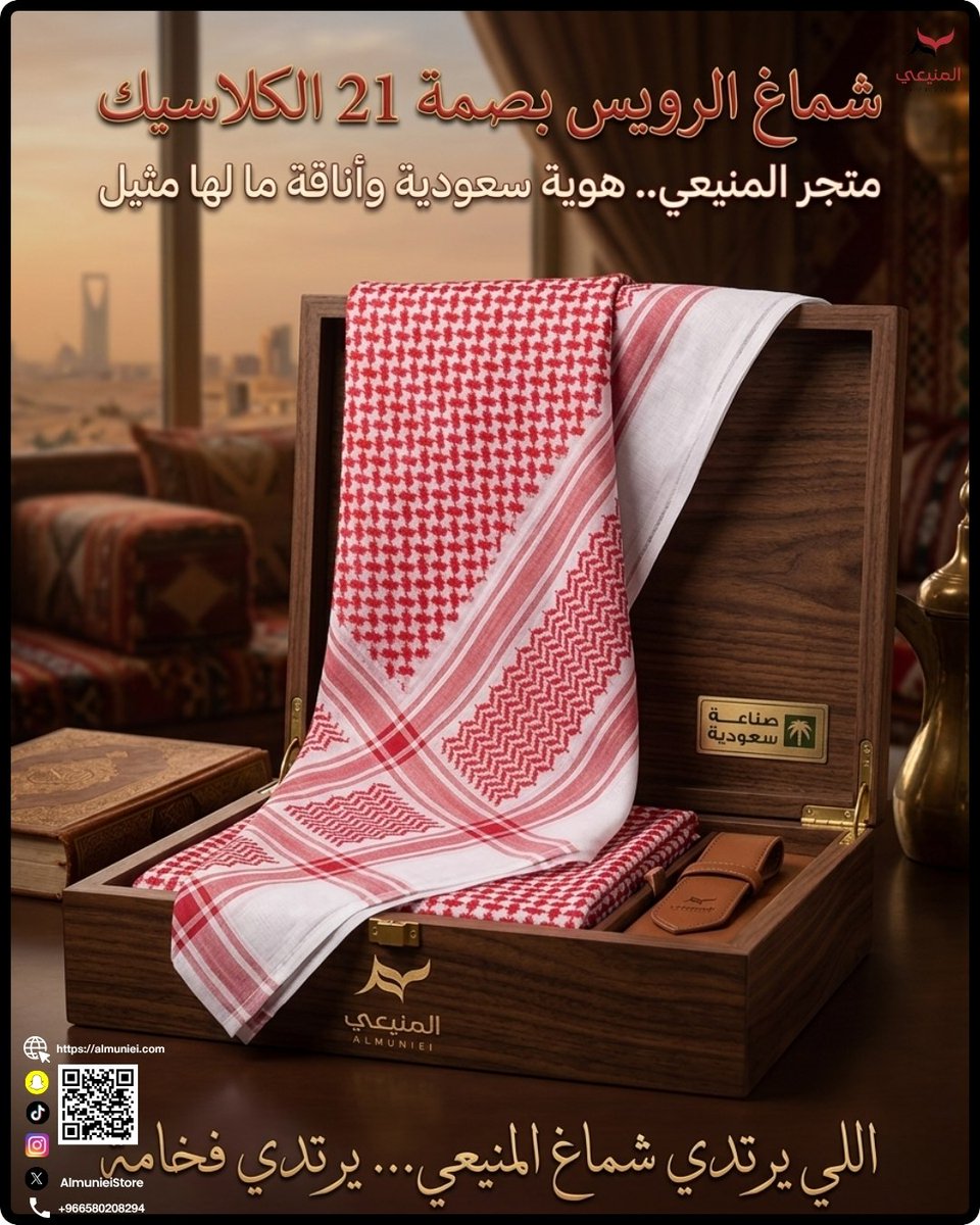 AlmunieiStore's tweet photo. متجر"المنيعي" من تراثك نستلمهم ومن ذوقك نكمّل
الشماغ والعقال أكثر من مجرد ثوب
هي جزء من هويتك وصورتك قدّام الناس
متجر"المنيعي" يفهم هالشي ويقدم لك منتجات تضيف لك وقار وتصاميم تحافظ على الطابع السعودي🇸🇦
#المنيعي_عنوان_الأناقة
#المنيعي_هوية_سعودية
#أناقة_رجال
#الثوب_الرسمي_السعودي https://t.co/7uTXDE25Ai
