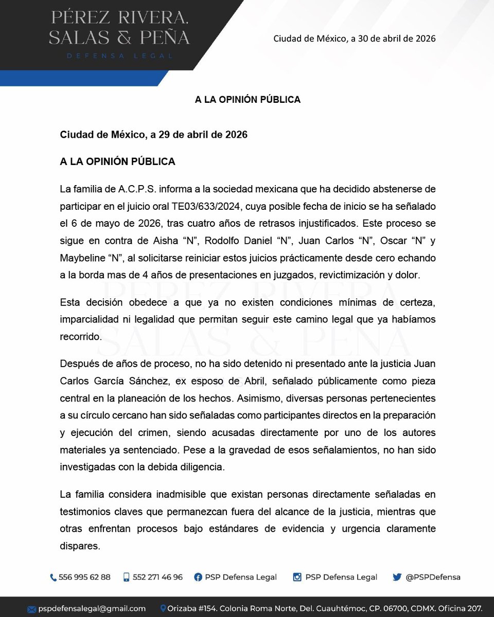 Pérez Rivera, Salas y Peña/ Defensa Legal tweet media