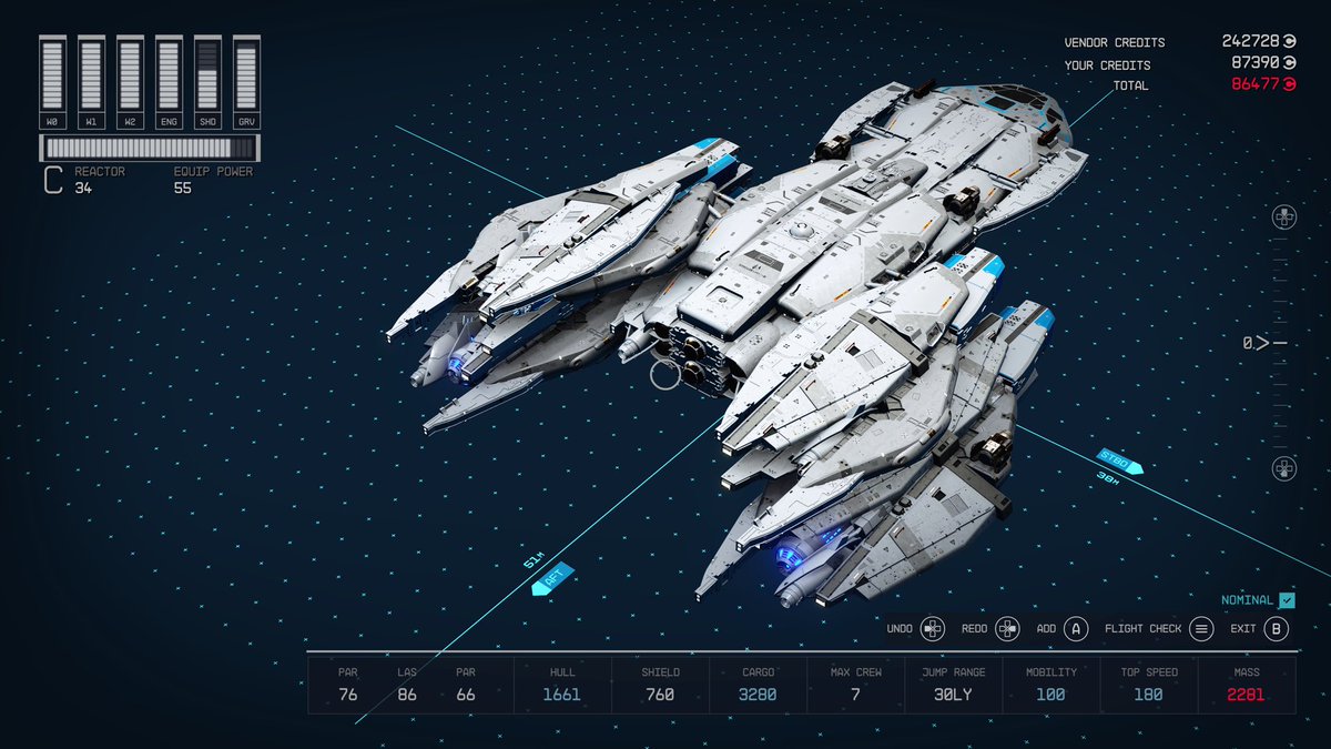 I’ve been trying to make (and name) my ship to look like the 1st pic, the Constellation Andromeda.

She’s coming along nicely to where I’m happy with it. (and functional for playing) A couple more tweaks &amp;additions still to be made. 

The project so far…

#Starfield