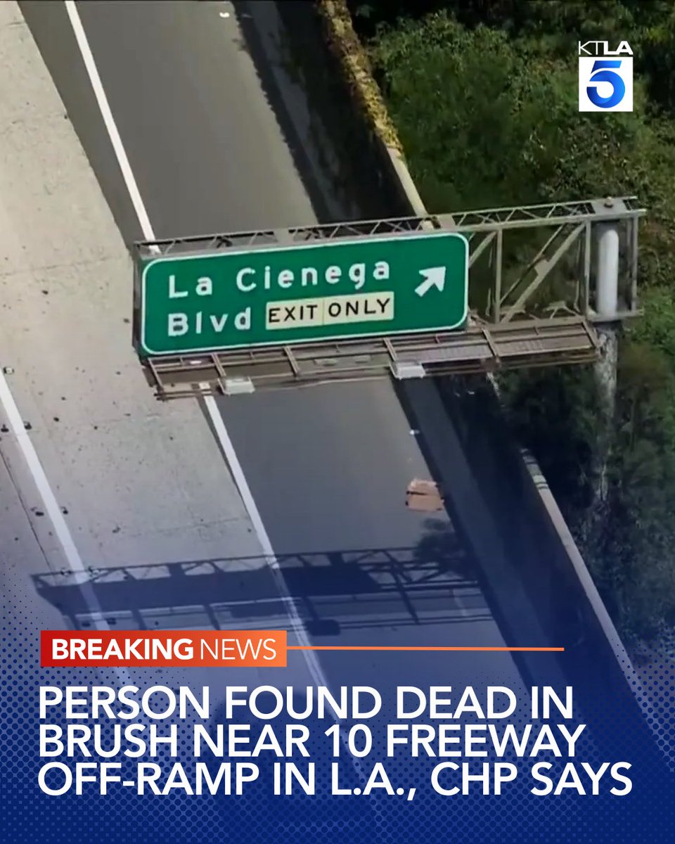 KTLA's tweet image. #BreakingNews: The California Highway Patrol has launched an investigation after a person was found dead in the brush near an off-ramp of the eastbound 10 Freeway in the Mid-City area of Los Angeles. ktla.com/news/local-new…