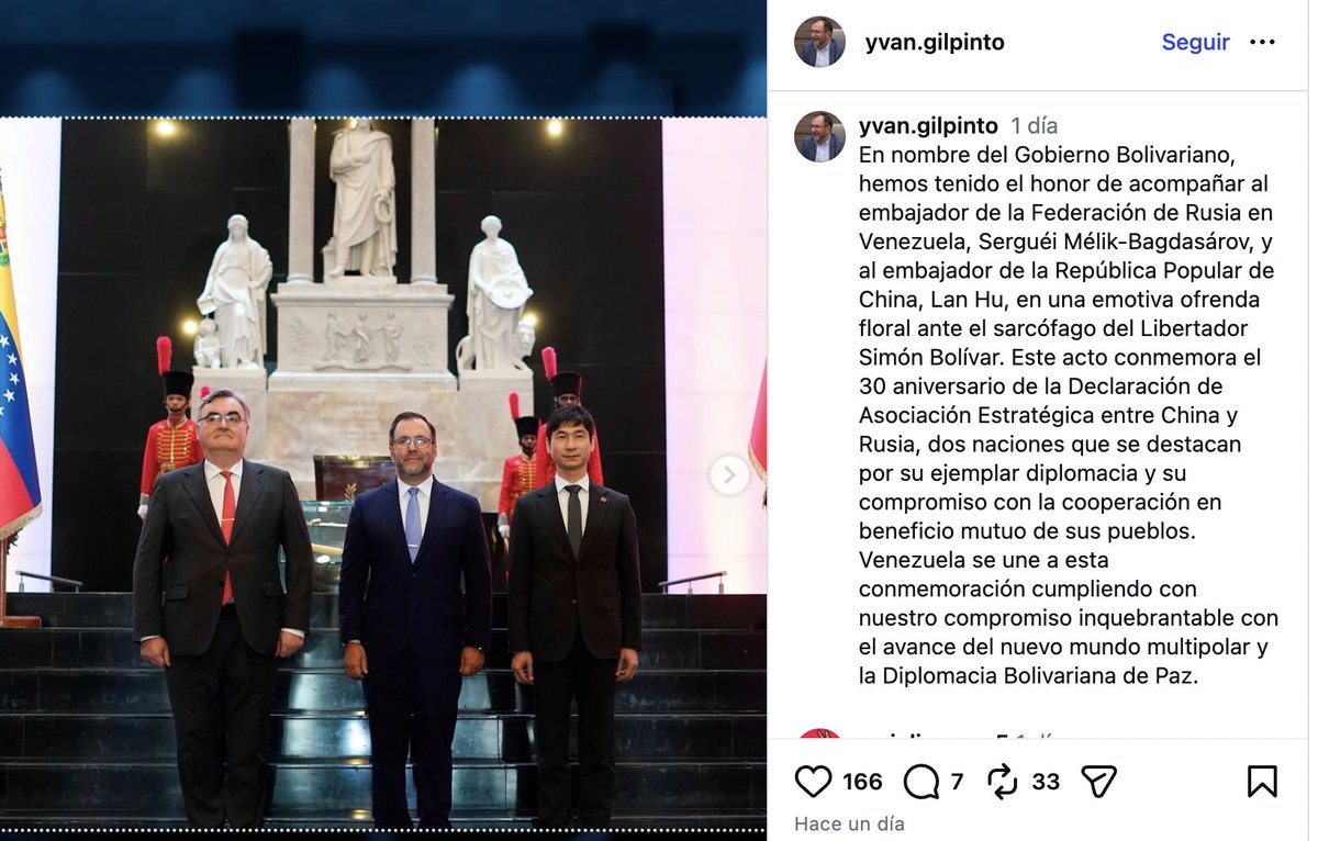 El régimen de Delcy Rodríguez le promete a Estados Unidos una alineación estratégica que margine, al mismo tiempo, a dos aliados naturales del chavismo como lo son Rusia y China.

Sin embargo, al mismo tiempo el canciller del régimen manifiesta su alianza tanto con China como con