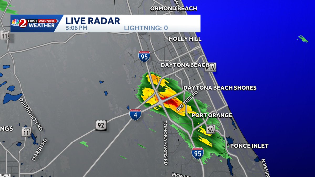 TMainolfiWESH's tweet image. Hottest day of the year in #Daytona Beach is leading to some cooling showers at this hour! Take the #rain! #weshwx