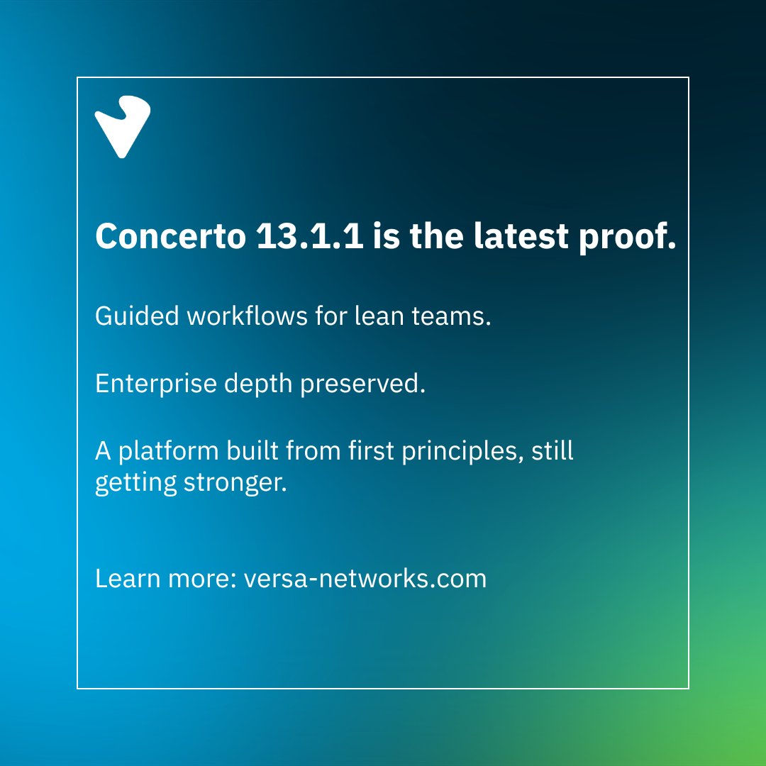 versanetworks's tweet image. They refused to take shortcuts. 

Our founders, Kumar Mehta and Apurva Mehta built networking and security on the same foundation from day one, and Concerto 13.1.1 is the latest proof that bet was right.

Learn more: bit.ly/428ryJ5

#NetworkSecurity #ZeroTrust #SASE
