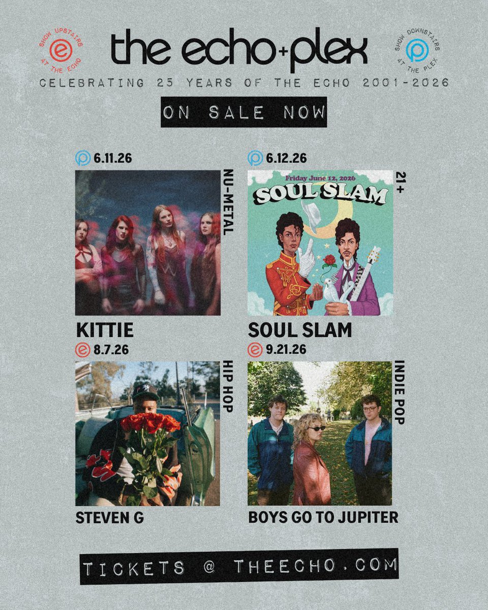 TheEchoLA's tweet photo. ON SALE NOW AT THE ECHO+PLEX! 🖤 
🎟️🔗https://t.co/aVKPFjL3kn https://t.co/oMBVW62W3m
