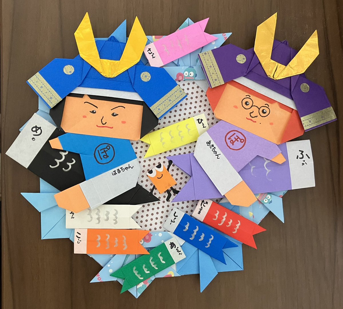5月のリース🙆‍♀️⭐️折り紙⭐️ 👦【こどもの日】🎏 兜を被った
