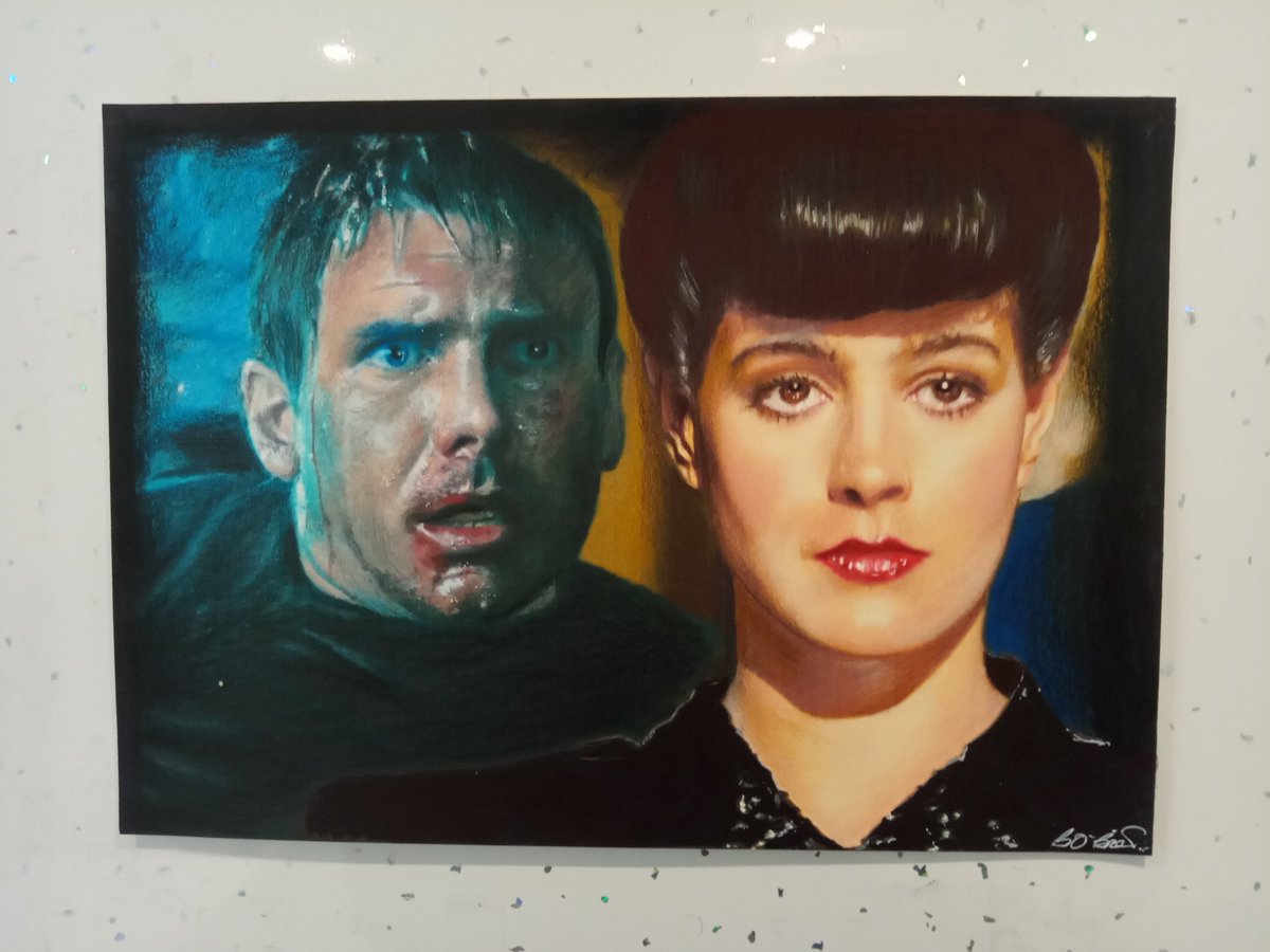 Mr_B_OB's tweet image. Throwback to a coloured pencil drawing I did of Rachael ( &amp;amp; Rick Deckard) from the iconic movie 'Blade Runner' (1982).

#ArtistOnTwitter #BladeRunner #Pencildrawing