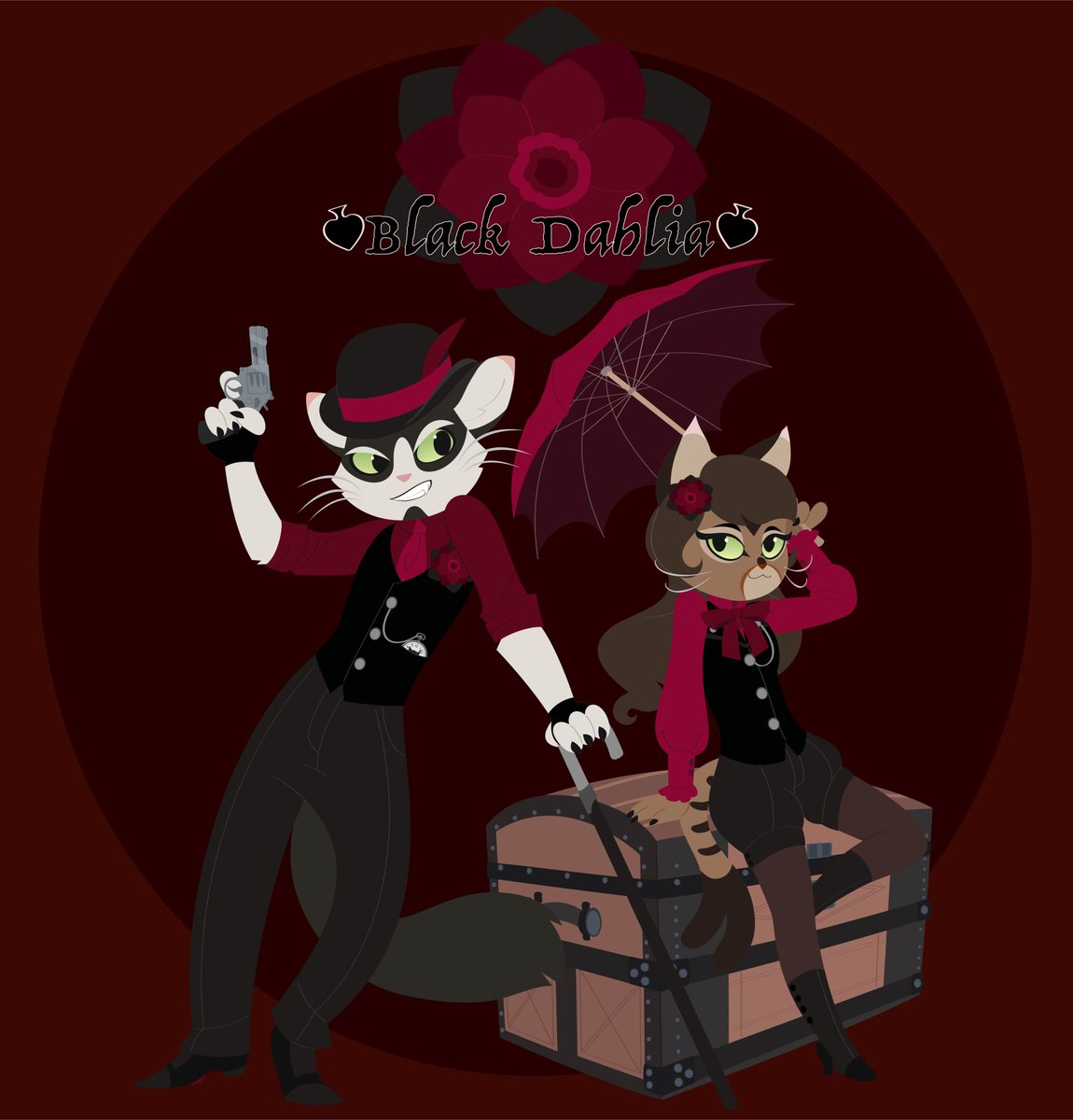 DemoncatBandit's tweet image. Which of your lackaOCs would take on a fight with these two train assassins Theo or justine?

#lackadaisy #LackadaisyCats 
#lackadaisyOC