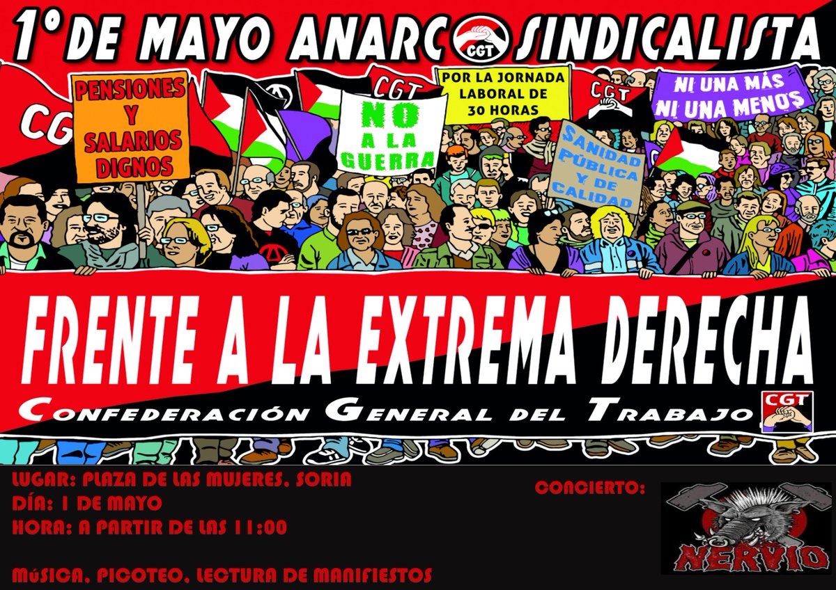 SORIACGT's tweet photo. Mañana toca madrugar, os esperamos a tod@s,a partir de las 11  en la Plaza de las Mujeres, con nuestros amigos @NervioPunk .
#1demayo https://t.co/a6zSN9JT2k