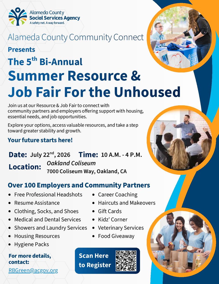 ACWDB's tweet image. Join us July 22 at the Oakland Coliseum for the 5th Bi-Annual Summer Resource &amp;amp; Job Fair! 💼

100+ employers, free headshots, resume help, housing resources, healthcare, and more.

Your future starts here. #JobFair #CommunitySupport

Register Here: forms.cloud.microsoft/pages/response…