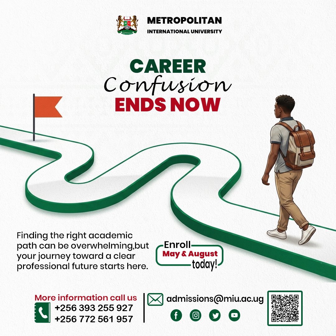 MIU_Uganda's tweet photo. The path to success is often confusing, but choosing the right university provides a clear starting point for a professional future. Secure your spot today.
For more Information
📞 +256 393 255 927 | +256 772 561 957
📧 admissions@miu.ac.ug
#StudyAtMIU #EducationUganda https://t.co/dxEaxd4XVZ