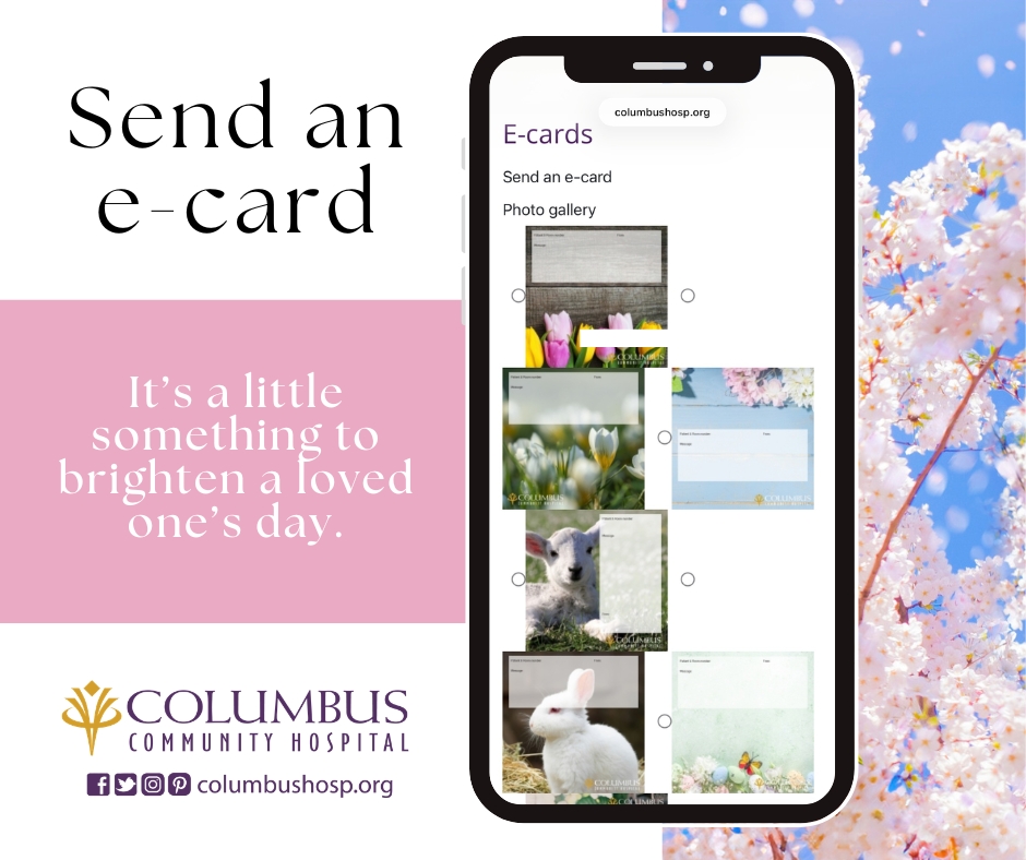 columbushosp's tweet image. Send an e-card at Columbus Community Hospital to brighten a patient or staff member's day with kindness. Connect when it matters most! Send yours: ow.ly/8vQm50YT0pR 

#CCH #CommunityCare #SendAnEcard #ColumbusNE