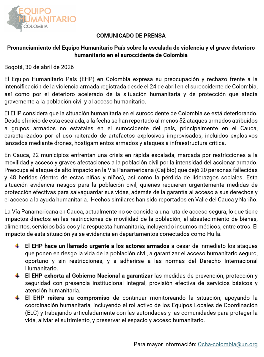 OCHA COLOMBIA tweet media