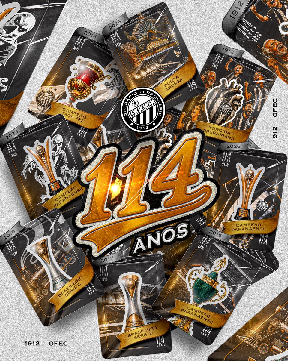 OFECoficial's tweet photo. 114 anos de um clube de ouro, que brilha com glória! 👏⚪️⚫️

O Operário Ferroviário completa mais um ano nos trilhos do futebol, como um dos clubes mais tradicionais do estado paranaense. 

A data, que também é celebrada pelo Dia do Trabalhador, relembra que somos um time do povo, dos graxeiros, dos ferroviários, de quem luta todos os dias e acredita em conquistas maiores a cada ano… a cada temporada! 🏆

Feliz aniversário para o nosso Operário!
Parabéns para quem É OPERÁRIO! 🔥

#SouFantasma #114anos

🎨 @vitaoilustra @enzobinotto • OFEC