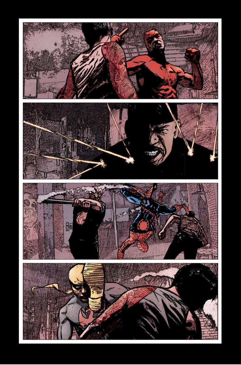 Daredevil, Luke Cage, Iron Fist, and Spider-Man take on the Yakuza. Hell yeah