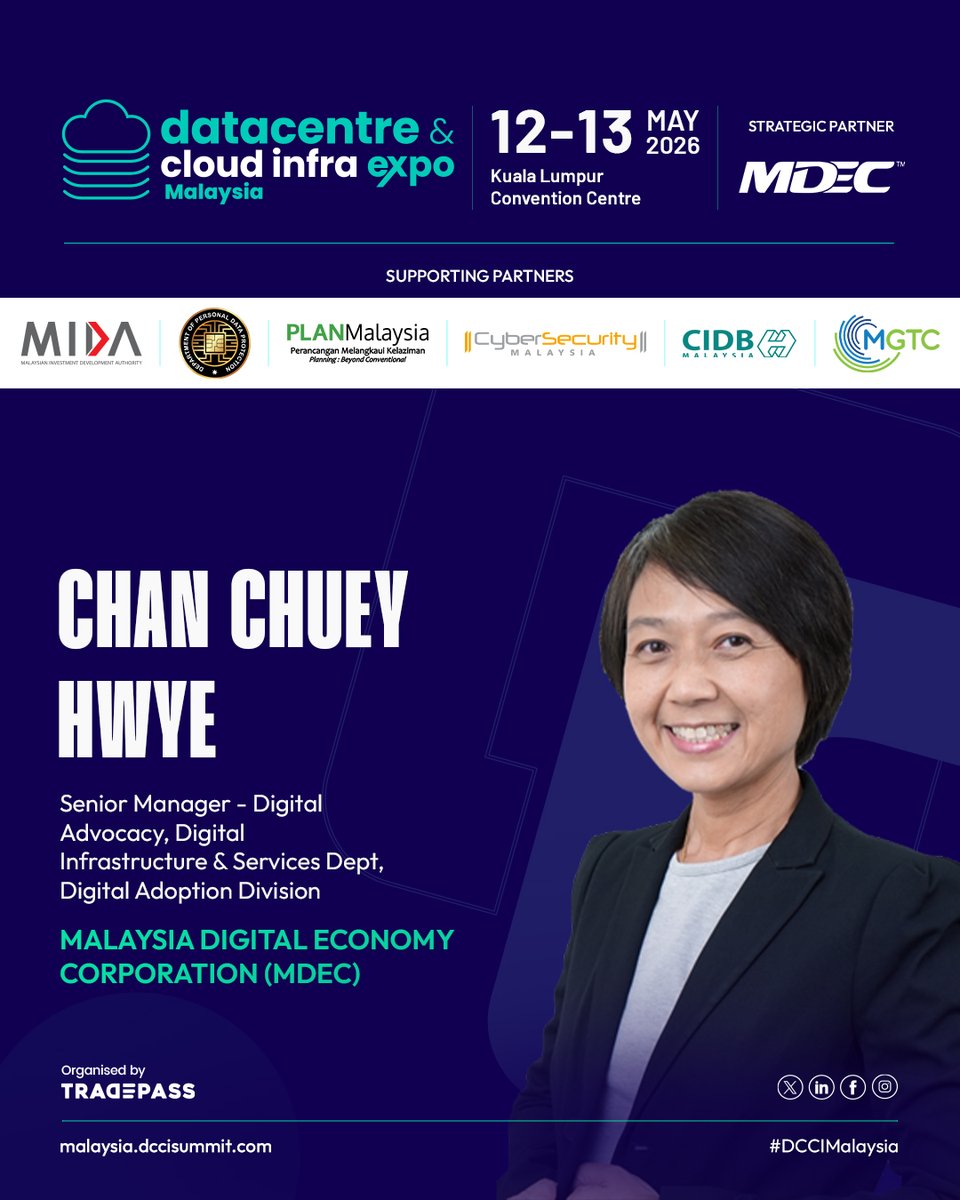Tradepassglobal's tweet image. Chan Chuey Hwye, Senior Manager – Digital Advocacy at MDEC, joins DCCI Malaysia as a speaker.

👉 hubs.la/Q04d-zsD0

#DCCIMalaysia #DCCIExpo #Speaker