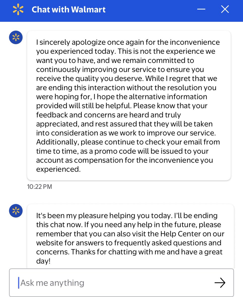 girlfree730's tweet photo. Walmart+ delivered my order to the wrong address (again), refunded it, and closed the chat.  

No fix. No escalation.  

At this point, it’s the system—not a mistake.  @Walmart 

#WalmartPlus #DeliveryFail #FixIt https://t.co/Xm46vKBB5i