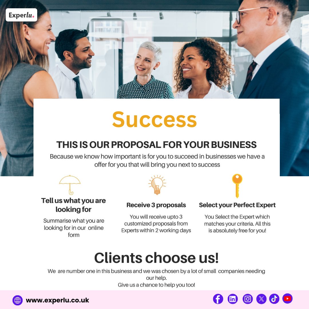 experlu's tweet image. Success begins with the right business proposal.

Find expert support with Experlu.

#BusinessSuccess #Experlu #BusinessGrowth