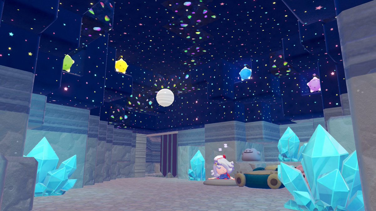 UYU_o0's tweet image. まっさらタウンの洞窟を活かして、海の洞窟博物館を作りました！
海外の方のアイディアを参考にした化石の展示🦖特にオリジナルのプラネタリウムと本棚の通路がお気に入り🪐📕
（制作期間:2026.4.25-5.1）

#ぽこあポケモン  
#pokopia 
#museum