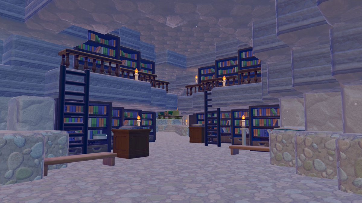 UYU_o0's tweet image. まっさらタウンの洞窟を活かして、海の洞窟博物館を作りました！
海外の方のアイディアを参考にした化石の展示🦖特にオリジナルのプラネタリウムと本棚の通路がお気に入り🪐📕
（制作期間:2026.4.25-5.1）

#ぽこあポケモン  
#pokopia 
#museum