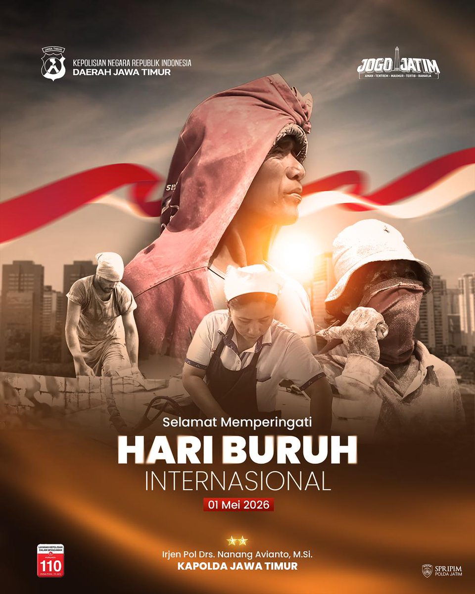 SekPangkahGrs's tweet image. SELAMAT MEMPERINGATI HARI BURUH INTERNASIONAL
-01 Mei 2026-

@polresgresik_official @rama.nasution07 

#spartan #polsekujungpangkah #mapolsekujungpangkah #polresgresik #poldajawatimur