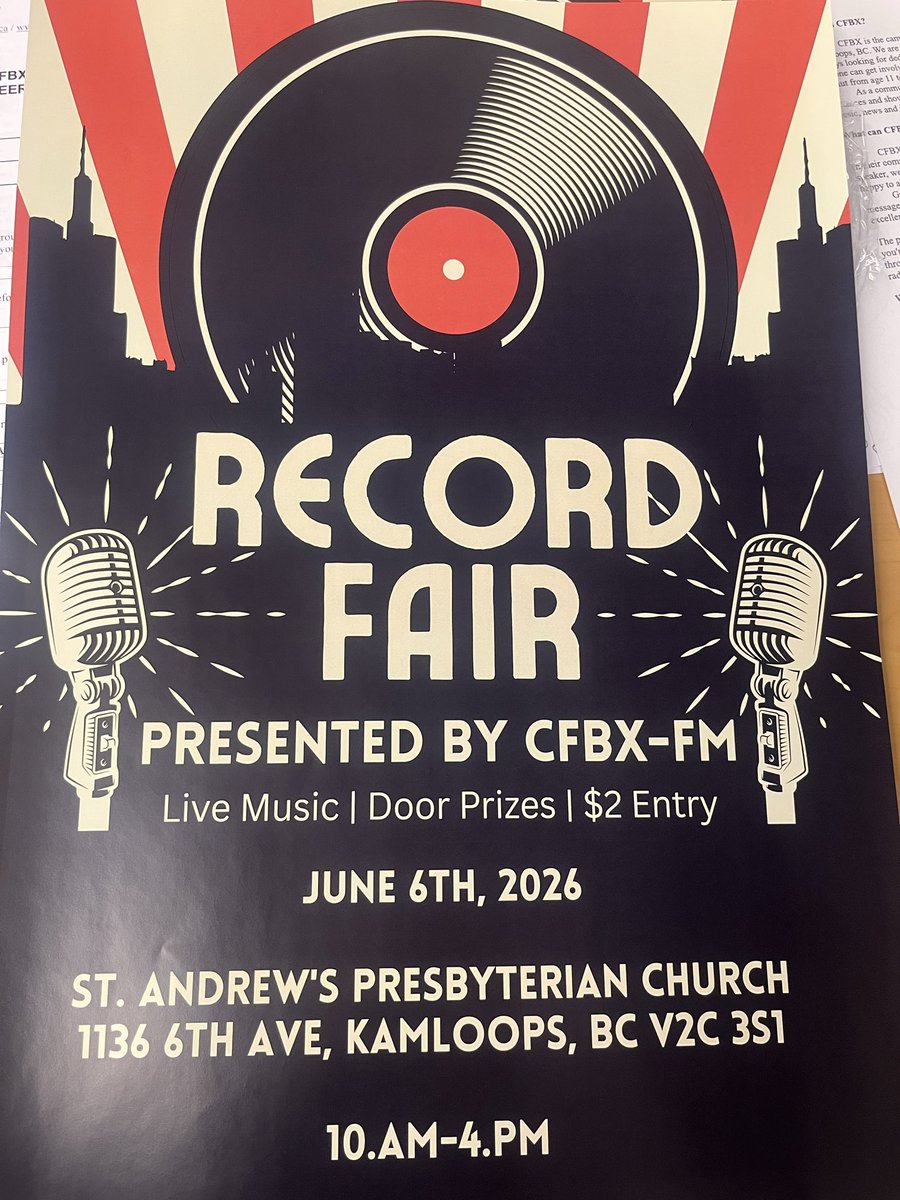 CFBXRadio's tweet image. The 2026 CFBX Record fair is back on June 6th! Drop off your records, CDs, tapes and musical equipment at House 8 on the TRU campus to help raise money for Kamloops’ only volunteer-run radio station! 🎵 🎤 #kamloops #campusradio