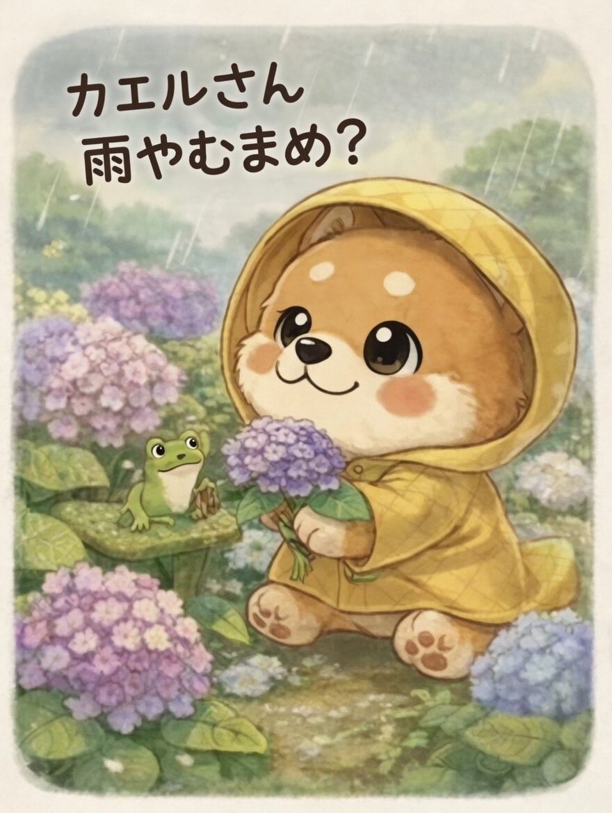 🌧️雨〜 #まめちゃん #ゆるふわ #雨