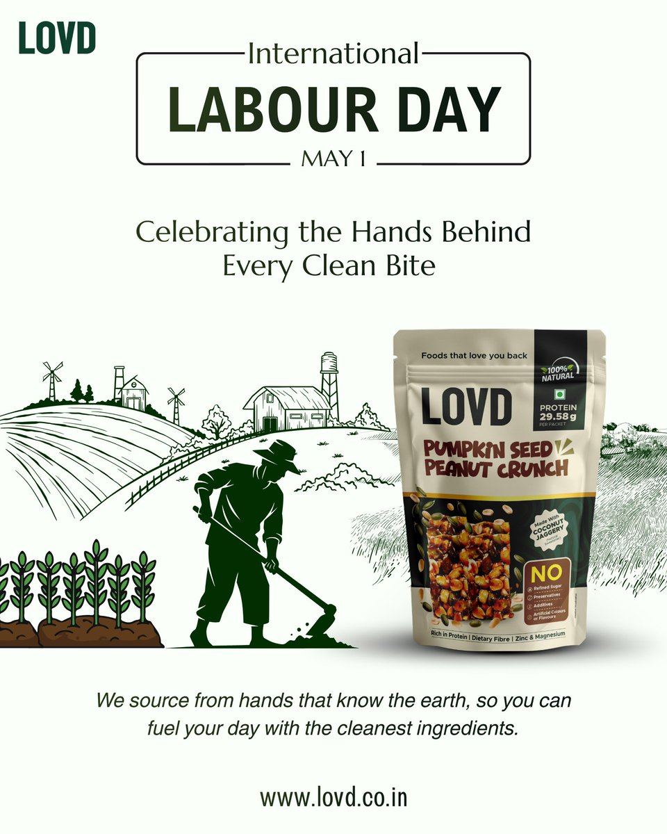 lovdfoods's tweet photo. Celebrating the hands that make every clean bite possible. This Labour Day, we honour the care, and dedication of farmers and workers who bring pure, wholesome ingredients to your table. Here’s to the real heroes behind every nourishing bite.

#LabourDay #Gratitude https://t.co/OaCZTdHT3x