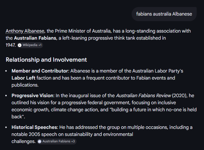 ImAgentRedacted's tweet photo. To understand why our country (like the UK and Canada) is in such a mess, you need to understand the Fabians.  

Like almost all Labour leaders, Anthony is a Fabian - the Marxist wolves in sheep's clothing - founded on the belief that Marxist government is more successful when implemented slowly, by stealth, over decades, as opposed to rapidly via violent revolution.  

The old man in the B&W video below is OG Fabian:  George Bernard Shaw - co-founder of the Fabian Established - London School of Economics. Created with Rothschilds financing, with Rothschilds oversight - a system to educate, influence and create future generations of Leaders and Economists with pro-socialist, pro-central banking and now, pro-WEF bias.  

Why?... to slow walk us all down the path of Totalitarian control and utter dependence on Big Brother Government.

The Fabians were founded in 1884. George Orwell's book 1984 was based on what the world would look like after 100 years of Fabian Rule, after he discovered their agenda and became alarmed!  

Orwell, himself a socialist, considered the Fabians to be terrifyingly extreme and dangerous.

It's no surprise that the Book 1984 has been removed from the Australian School curriculum - they would not want the warning reaching the generation that will be most impacted by the coming Fabian derived regime.