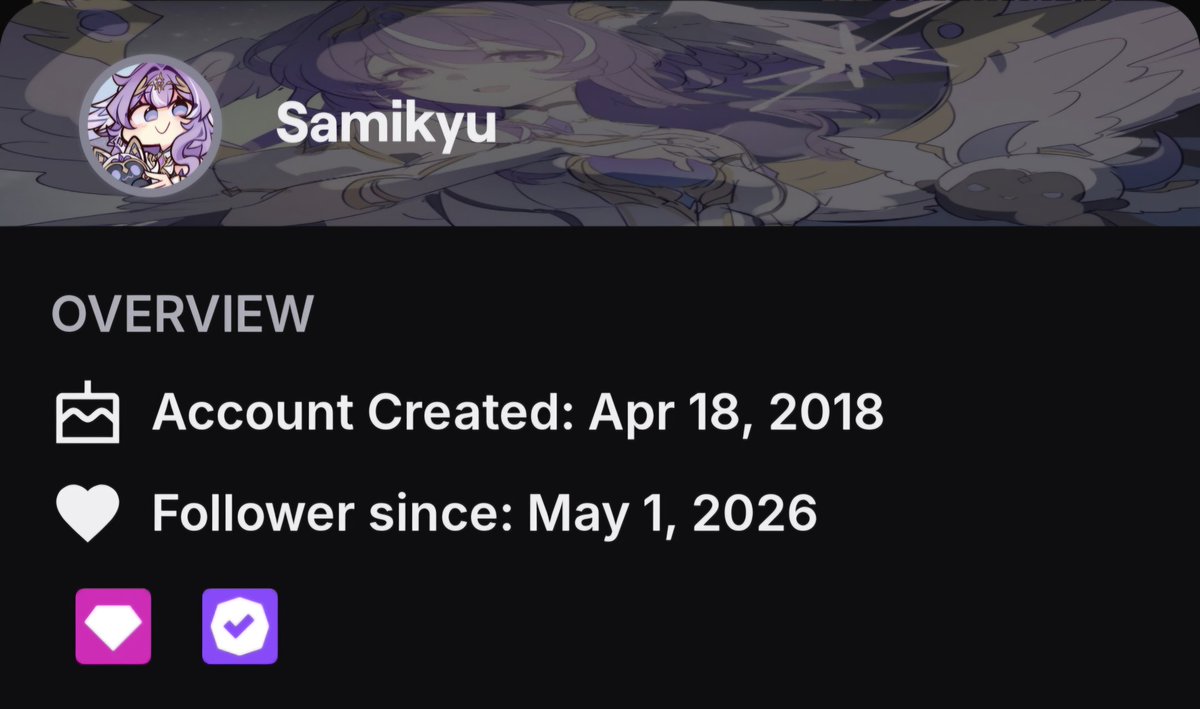 samikyu's tweet photo. Followed a streamer for the first time > played one game with them > got asked if I was asian > instantly given a VIP badge out of nowhere. 
Today was a good day 😌 https://t.co/inCbFKMiv5