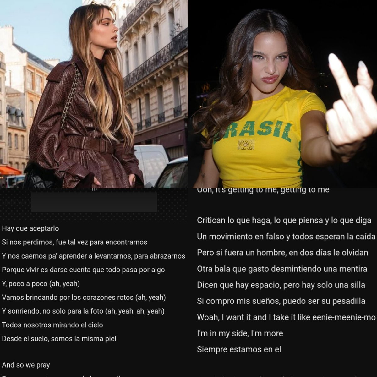 Tini en esos 15 seg dejo un mensaje diciendo que todo lo que duele también enseña, que caerse es parte del camino y que, al final, todo pasa por algo
Mientras que la lechera de argentina en esos 15 seg uso las misma palabras que la china Suárez cuando dice que le tenemos envidia