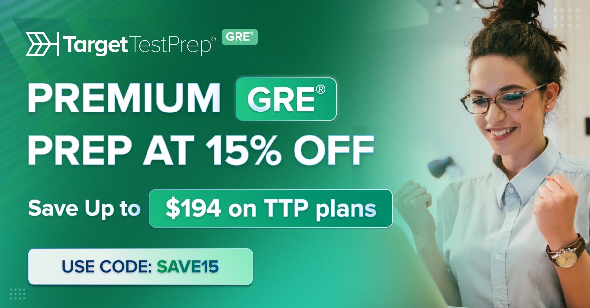 TargetTestPrep's tweet photo. The sale ends tonight! Save 15% on GRE® plans with the code SAVE15 at checkout. You have until midnight to get your discount. Grab it before it's gone! https://t.co/pz3Y0OSpc1 

#GRESale #GREPrep #GREStrategies #GRETips #TargetTestPrep #TTP #PrepareWithTheBestRockTheTest https://t.co/LOrGPp1WTe