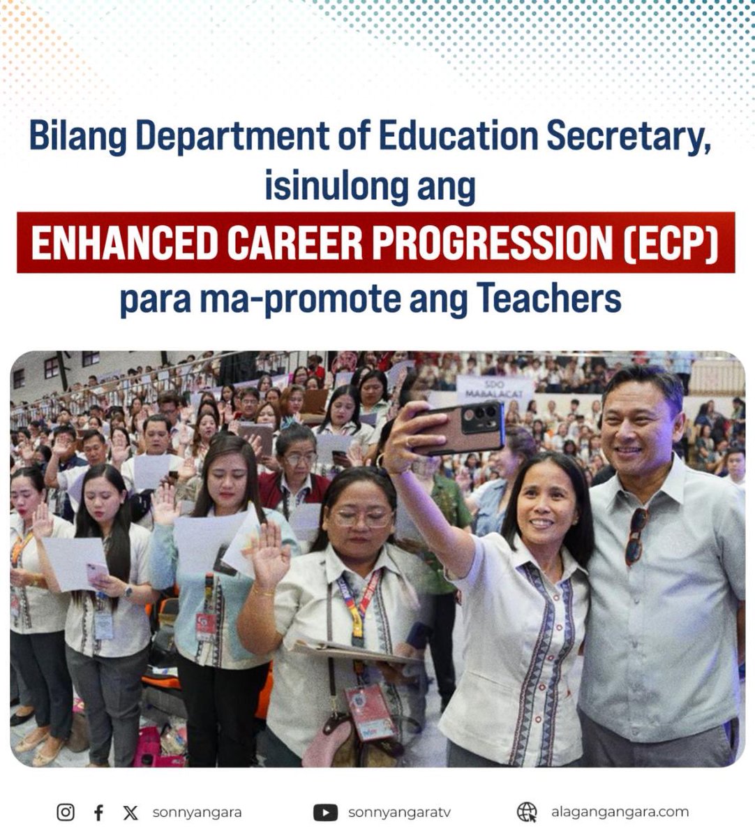 SonnyAngaraNews's tweet photo. SALUDO SA BAWAT MANGGAGAWA 💪🇵🇭

Secretary Sonny Angara: Araw-araw ninyong pinapagalaw ang bansa, at responsibilidad naming siguraduhin na ramdam ninyo ang suporta ng pamahalaan.

Mula po nung tayo'y senador hanggang maging DepEd secretary, patuloy nating itinutulak ang mga benepisyong direktang nakakatulong sa inyo tulad ng mas pinalawak na income tax exemption, pinataas na tax-exempt sa 13th month pay, 105-day Expanded Maternity Leave, libreng dokumento para sa mga first-time jobseekers, at pinahusay na promotion system para sa mga teachers.

1/2