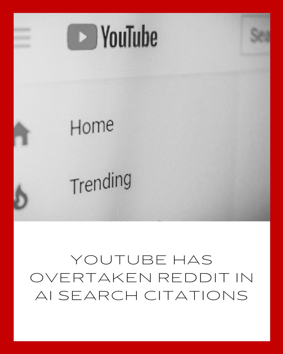 SunnySocial's tweet photo. AI search is changing fast, and so are the platforms that power it. New data reveals that YouTube has surpassed Reddit as the most-cited social source in AI-generated answers. Interested in learning more? We share all the details on the blog. https://t.co/DazIXA6wq5 https://t.co/1irU6viNSB