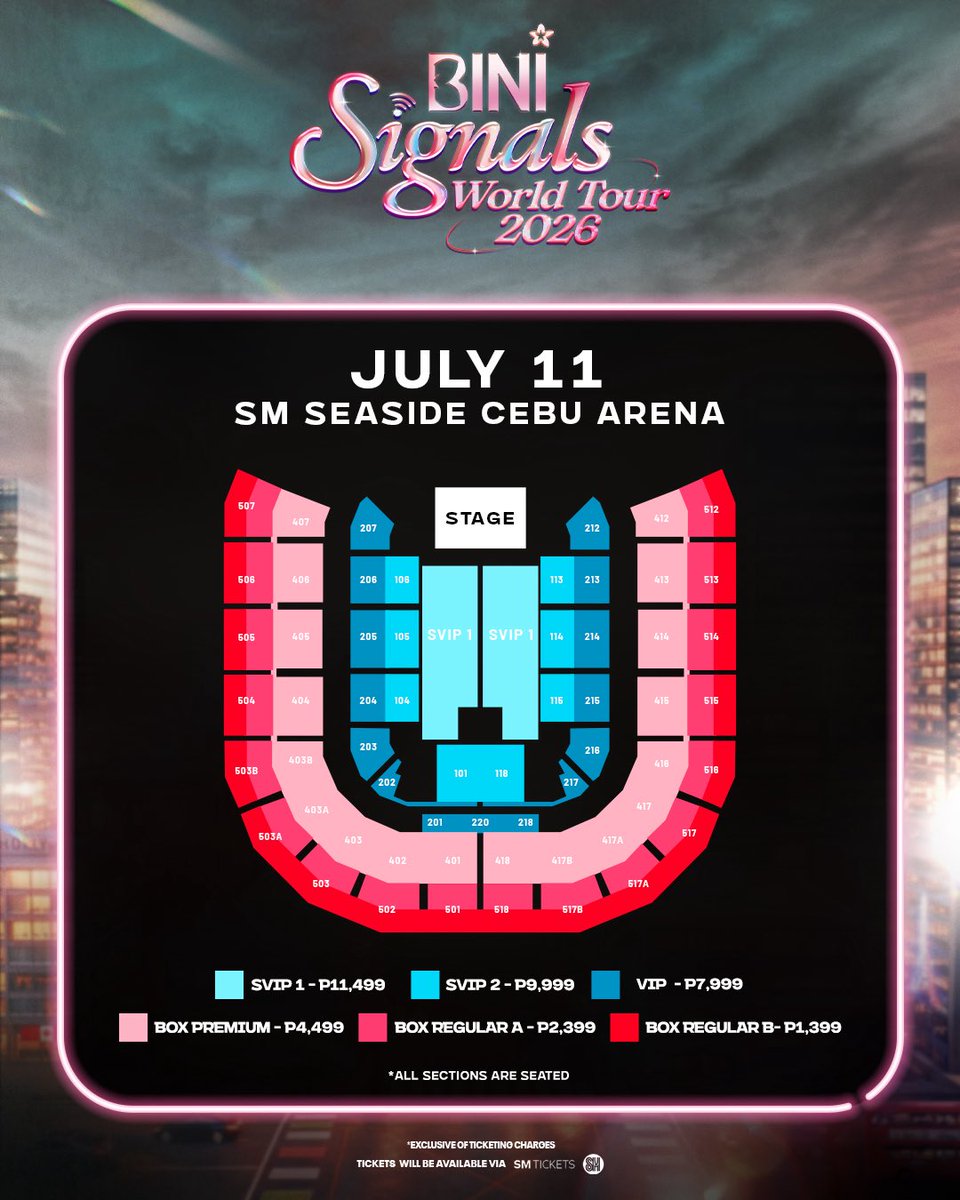 BINI_ph's tweet image. Maayong adlaw, Cebu! Let’s make it happen!🌸

The Presale Tickets for 'BINI: SIGNALS WORLD TOUR 2026 — CEBU' are OUT NOW!🎫📡

Secure your tickets here!
🔗smtickets.com/events/view/17…

Visit biniwt2026.abs-cbn.com for more details.

@smcebuarena #BINI #BINI_SIGNALS_WORLDTOUR_2026
