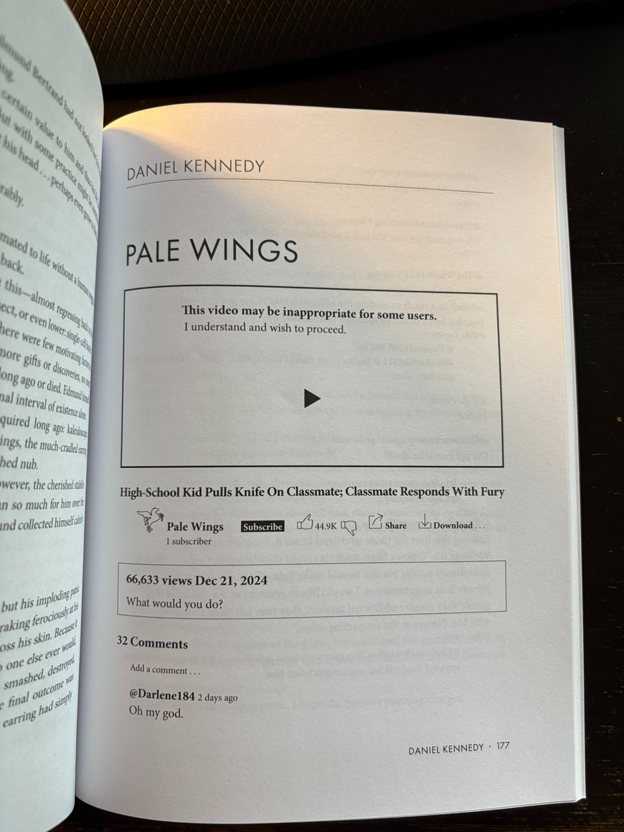 danielkwrites's tweet photo. Many thanks to Brandon Hobson and the editors of Puerto del Sol for giving my latest experiment, "Pale Wings," a home. Structured as a pseudo-YouTube video, the story unfolds in the comments. https://t.co/BwLezP0iIO