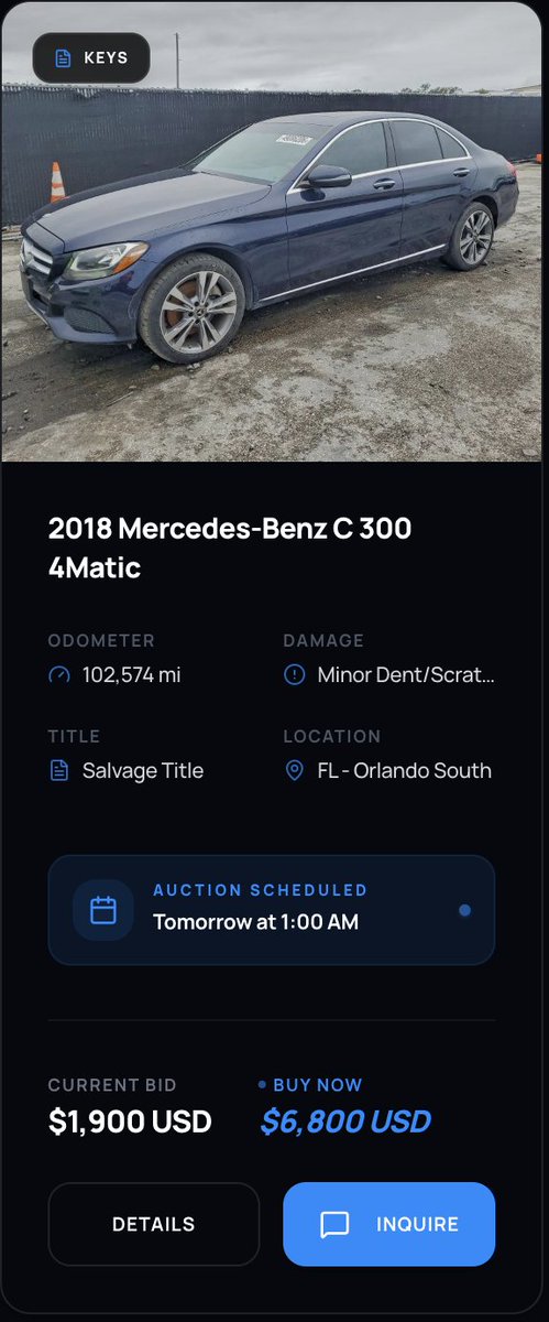 Carlynk_Exports's tweet photo. 2018 Mercedes-Benz C 300 4Matic 🔥
Buy Now: $6,800 USD

We handle everything — from bidding to shipping to delivery. All you do is choose your car.    

📩 DM now or WhatsApp us to secure yours next car!