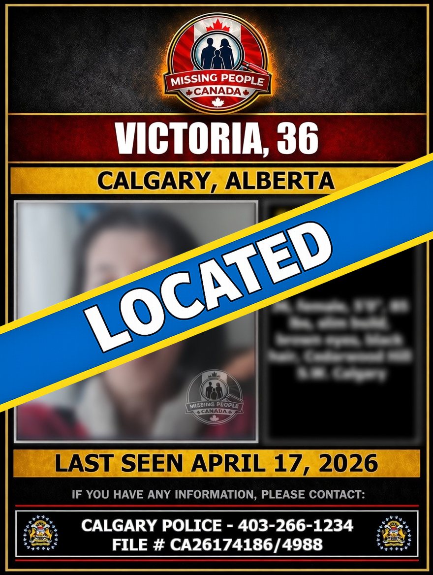 Missing_CA's tweet image. ✅ LOCATED – VICTORIA

Victoria, 36, who was reported missing in Calgary, Alberta, has been located.

Thank you to the community for your assistance.

#Located #Victoria #Calgary #Alberta #MissingPersonLocated #MissingPeopleCanada
