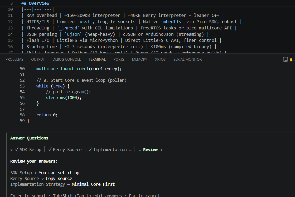Lovin @geminicli for my microcontroller code, awesome with Micropython ...
