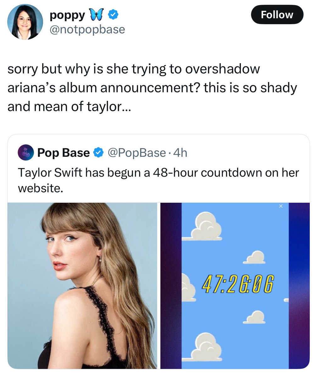 Lowkey admitting that Ariana can’t compete with Taylor