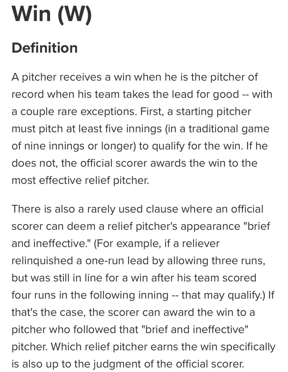 WizBetz's tweet photo. Fun MLB FACT 🎉🎉

Did You Know: If a starter fails to go 5 innings, the stat keeper of that game gets to choose who gets the Win?

I thought it was always the last relief pitcher to throw when the other team takes the lead or maintains the lead (G. Anderson)

But since the Brewers had the lead the entire game, and you can’t give the win to Woodruff, the stat keeper just…. decided….. to give the win to Drohan

That’s insane 😂😂😂