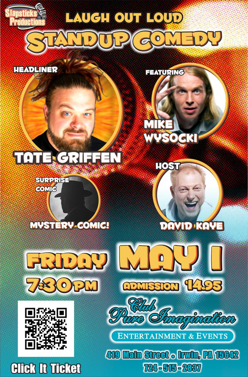 SlapsticksPGH's tweet photo. Slapsticks Comedy WEEKEND UPDATE!  Check out shows in IRWIN &amp; DuBOIS! - https://t.co/NiecWuUziU https://t.co/w9JHQWibIs