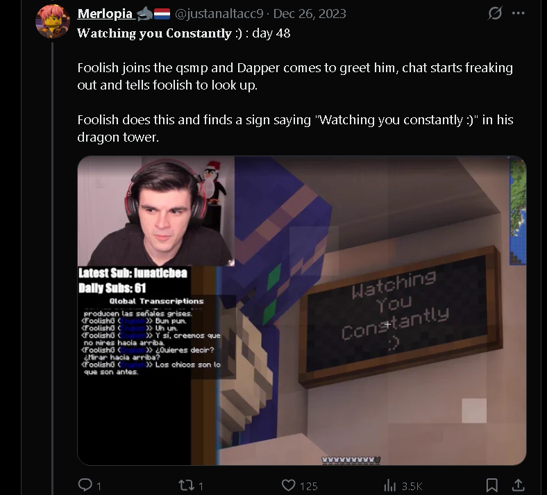 Friendly reminder that Dark Curucucho has been watching Q!Foolish since the first months on QSMP 1

This lore has been years in the making holy shit