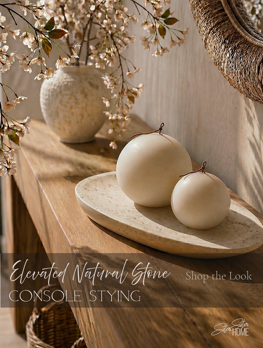 SisterSisterHme's tweet image. Natural stone, warm wood tones, and soft organic textures 🌿
This console moment came together with a travertine tray, sculptural sphere candles, layered neutrals.
Shop the full look here ✨
sistersisterhome.com/product/elevat…
#organicmodern #neutraldecor #consolestyling #travertinedecor