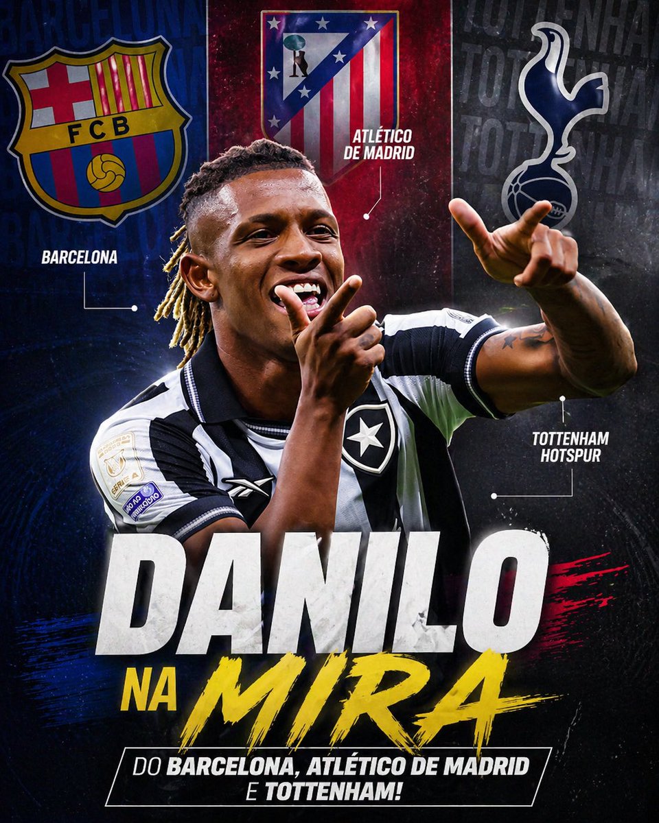🚨 | A boa fase do Danilo não está passando despercebida.

O camisa 8 do Glorioso atraiu o interesse de Barcelona, Atlético de Madrid e Tottenham para a janela de meio de ano. 

O Botafogo pensa em vender o volante após a Copa do Mundo, visando uma valorização do jogador.

🗞️ -