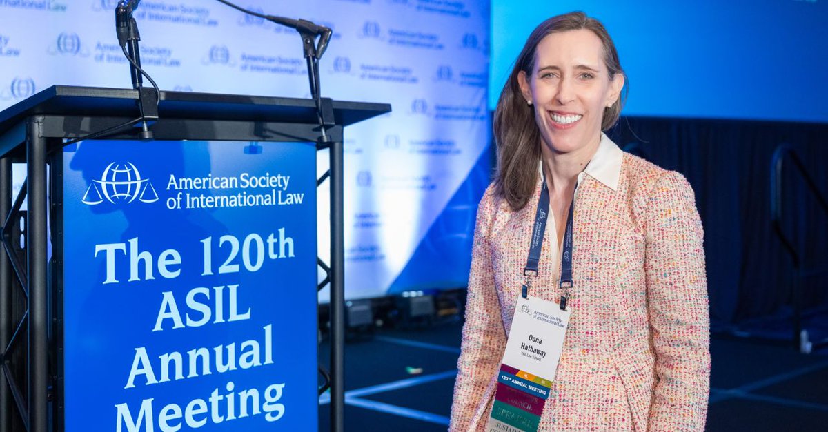 YaleLawSch's tweet photo. Assuming the presidency of the American Society of International Law, Professor @oonahathaway  told members that “international law has never mattered more than it does right now.”
https://t.co/mRwe8SULuv https://t.co/GCJ4aLjBml