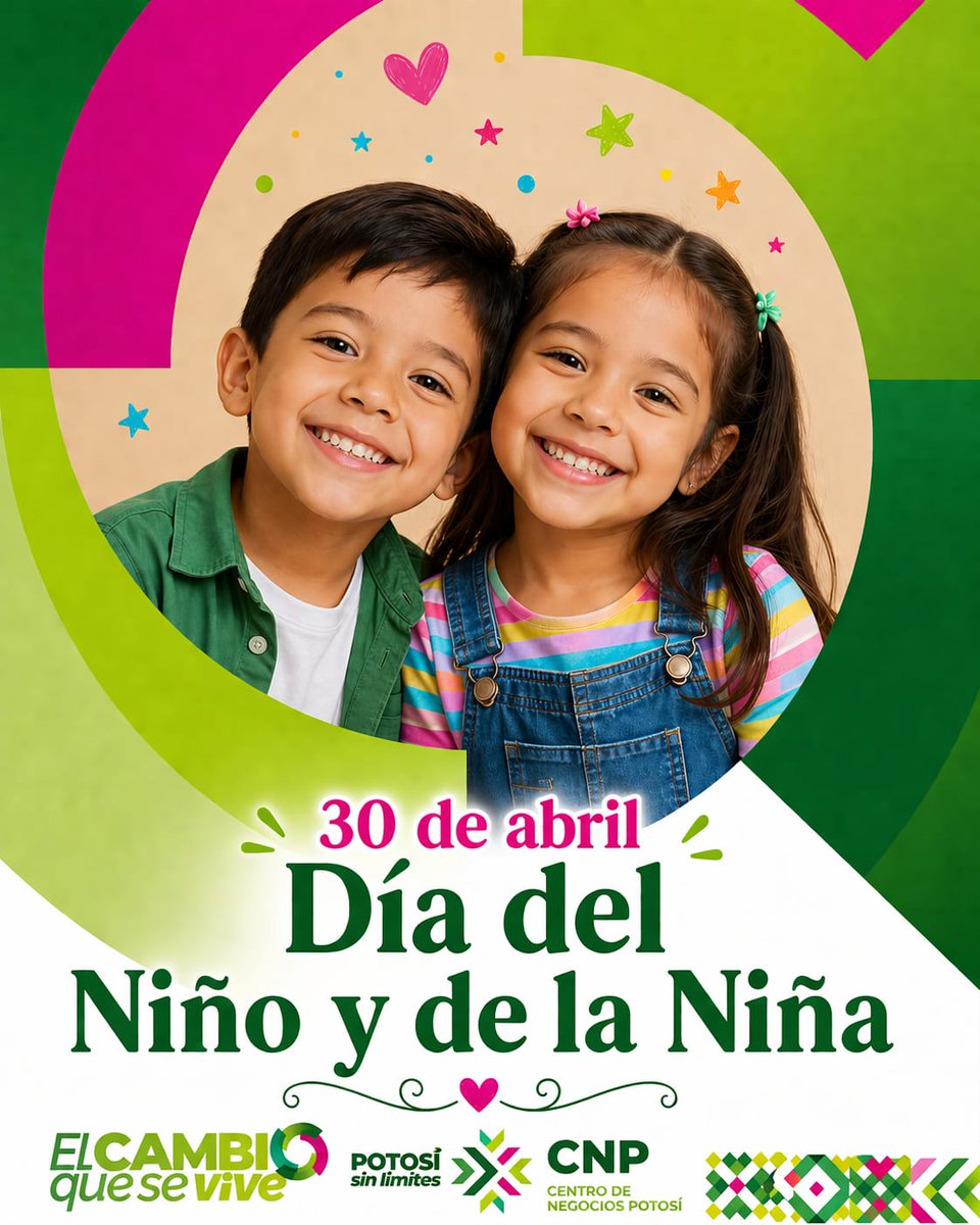 Celebremos la alegría de ser niñas y niños, su imaginación sin límites y todo lo que nos enseñan cada día. 👧👦👶👦

#DíaDelNiño #DíaDeLaNiña #ElCambioQueSeVive #RicardoGallardo #SLP