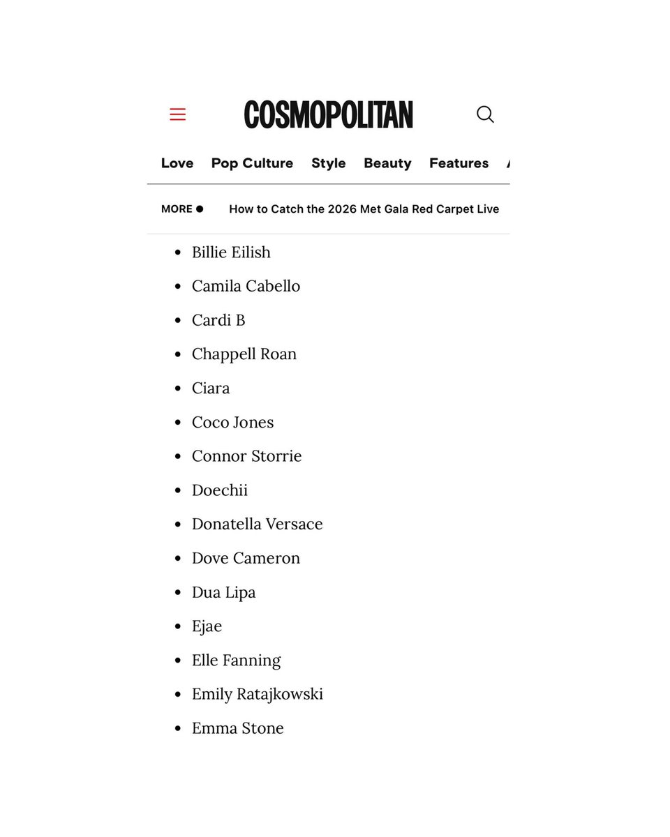 PopBaseCamila's tweet photo. Camila Cabello has been listed by Cosmopolitan as one of the celebrities expected to attend the 2026 Met Gala, according to speculation and insider reports. 👀

(https://t.co/ycjhxNbcTj) https://t.co/lRuQY0xyT2