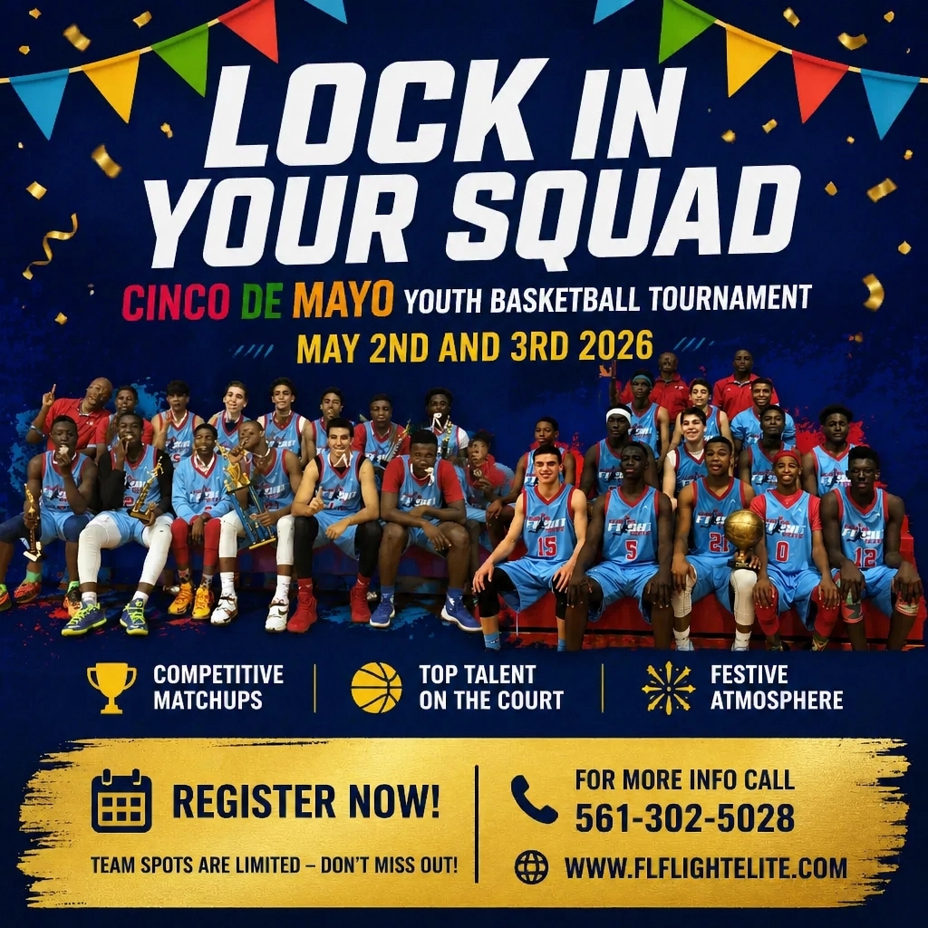 FloridaFlight13's tweet photo. 2 DAYS TO GO! 🏀 Cinco de Mayo Tournament (May 2-3) is almost here. Ready for elite play and championship vibes? 🏆

Reg: https://t.co/DhhWBMDWwW
📞 561-302-5028

#FloridaBasketball #AAU #YouthSports #EliteTraining https://t.co/rSD0n6XhHu