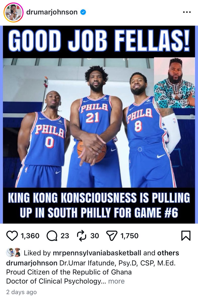 Dr. Umar in the building for Sixers game 6... chills